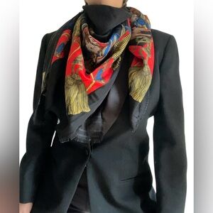 Vintage Equestrian Wildlife Motive Scarf